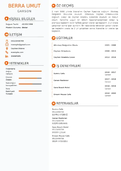 Garson Örnek cv indir